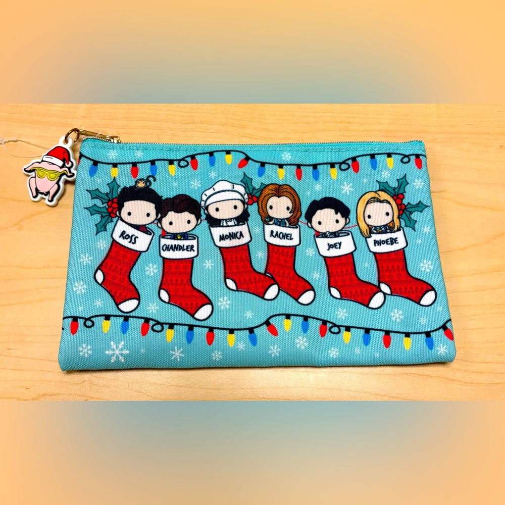 NEW Friends Television Series Christmas Themed Canvas Case With Zipper.